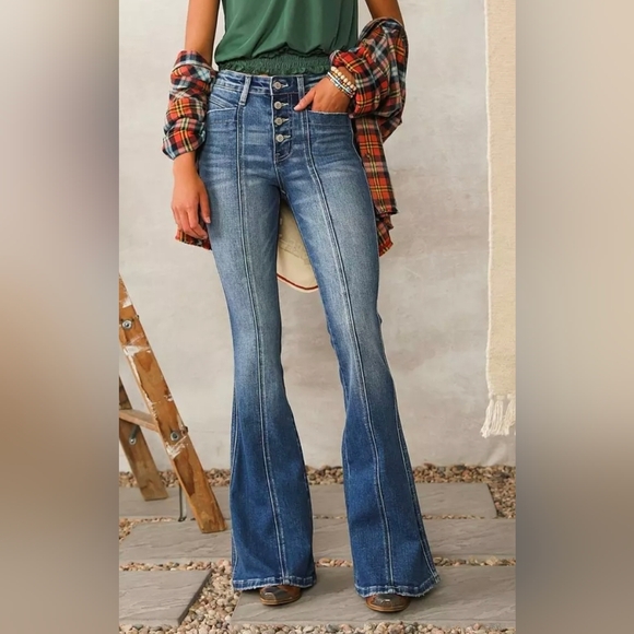 Flying Monkey High Rise Flare Stretch JeanFlying Monkey Sz 28 Boho Western Rodeo - Picture 1 of 14